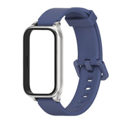 For Xiaomi Smart Band 9 Active / Redmi Band 3 Mijobs Metal Shell Silicone Watch Band(Midnight Blue Silver)