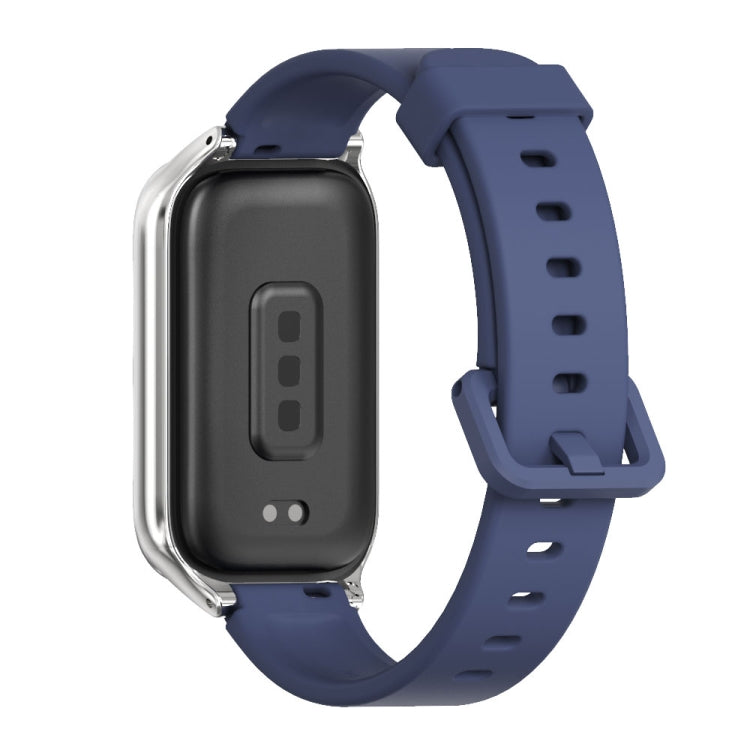 For Xiaomi Smart Band 9 Active / Redmi Band 3 Mijobs Metal Shell Silicone Watch Band(Midnight Blue Silver) - free shipping - PMc TechLife - Order now!