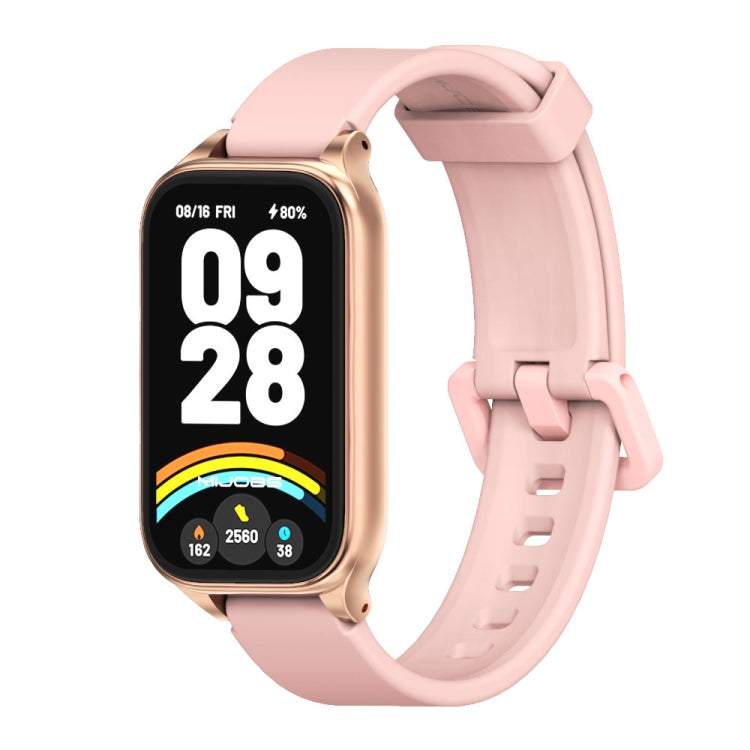 For Xiaomi Smart Band 9 Active / Redmi Band 3 Mijobs Metal Shell Silicone Watch Band(Pink Rose Gold) - free shipping - PMc TechLife - Order now!