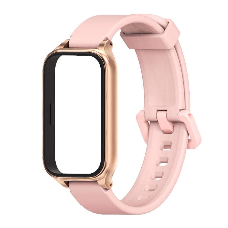 For Xiaomi Smart Band 9 Active / Redmi Band 3 Mijobs Metal Shell Silicone Watch Band(Pink Rose Gold) - free shipping - PMc TechLife - Order now!