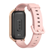 For Xiaomi Smart Band 9 Active / Redmi Band 3 Mijobs Metal Shell Silicone Watch Band(Pink Rose Gold)