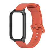 For Xiaomi Smart Band 9 Active / Redmi Band 3 Mijobs Metal Shell Silicone Watch Band(Orange Black)