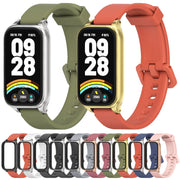 For Xiaomi Smart Band 9 Active / Redmi Band 3 Mijobs Metal Shell Silicone Watch Band(Black Silver)