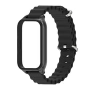 For Xiaomi Smart Band 9 Active / Redmi Band 3 Mijobs Metal Shell Marine Silicone Watch Band(Black)