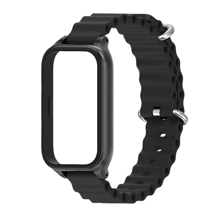 For Xiaomi Smart Band 9 Active / Redmi Band 3 Mijobs Metal Shell Marine Silicone Watch Band(Black)