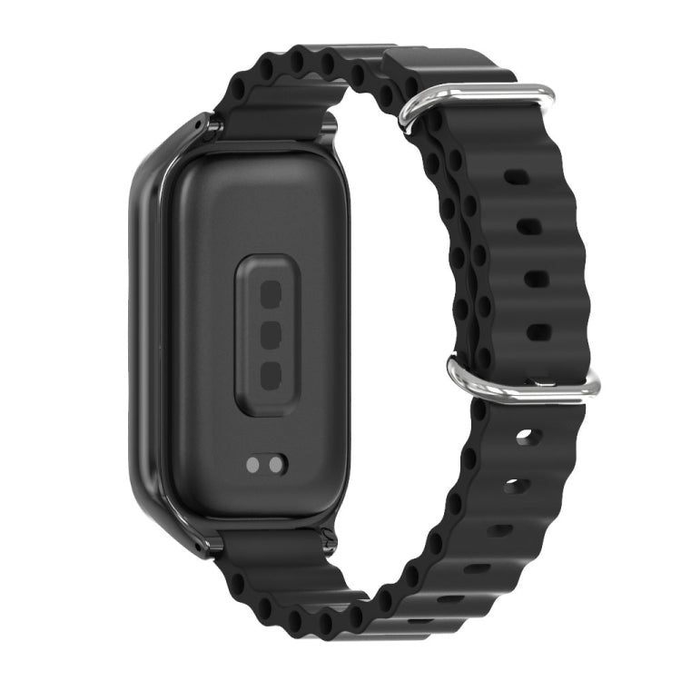 For Xiaomi Smart Band 9 Active / Redmi Band 3 Mijobs Metal Shell Marine Silicone Watch Band(Black)