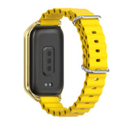 For Xiaomi Smart Band 9 Active / Redmi Band 3 Mijobs Metal Shell Marine Silicone Watch Band(Yellow Gold)