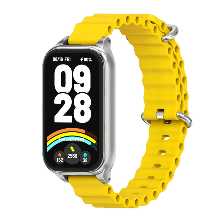 For Xiaomi Smart Band 9 Active / Redmi Band 3 Mijobs Metal Shell Marine Silicone Watch Band(Yellow Silver) - free shipping - PMc TechLife - Order now!