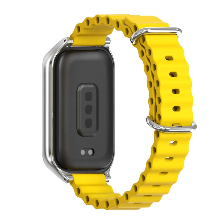 For Xiaomi Smart Band 9 Active / Redmi Band 3 Mijobs Metal Shell Marine Silicone Watch Band(Yellow Silver) - free shipping - PMc TechLife - Order now!