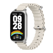 For Xiaomi Smart Band 9 Active / Redmi Band 3 Mijobs Metal Shell Marine Silicone Watch Band(Grey Silver)