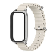 For Xiaomi Smart Band 9 Active / Redmi Band 3 Mijobs Metal Shell Marine Silicone Watch Band(Grey Silver)