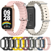 For Xiaomi Smart Band 9 Active / Redmi Band 3 Mijobs Metal Shell Marine Silicone Watch Band(Pink Rose Gold)