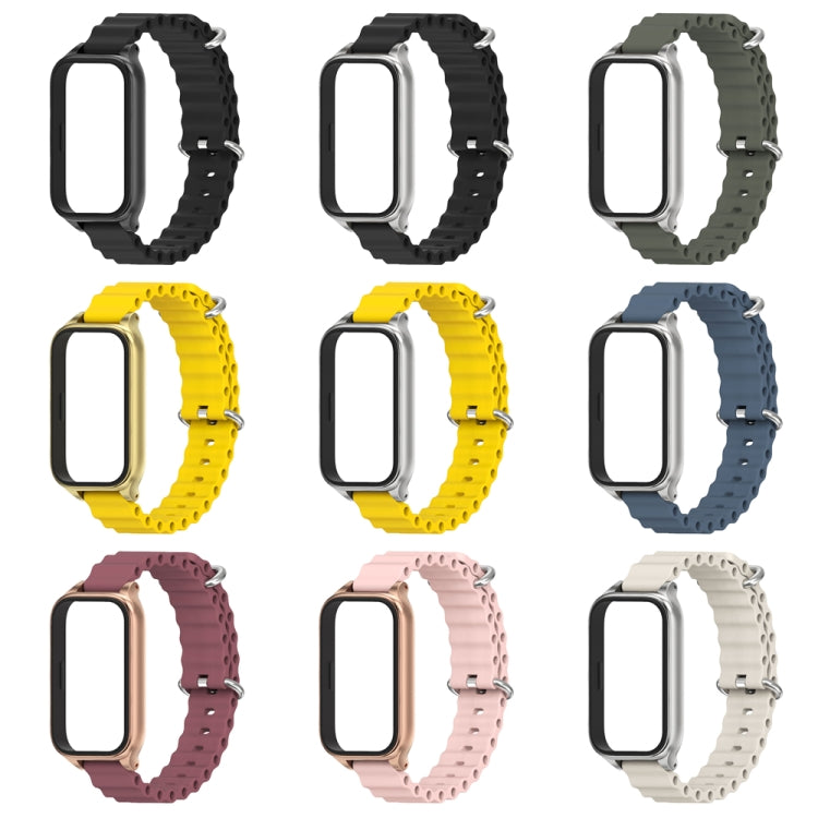 For Xiaomi Smart Band 9 Active / Redmi Band 3 Mijobs Metal Shell Marine Silicone Watch Band(Yellow Gold) - free shipping - PMc TechLife - Order now!