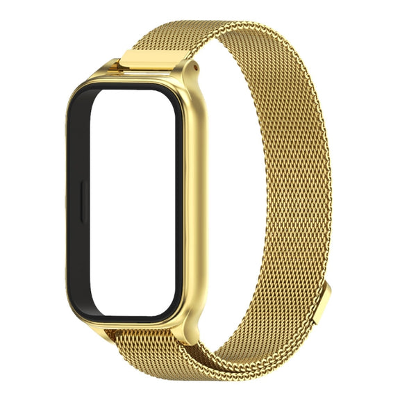 For Xiaomi Smart Band 9 Active / Redmi Band 3 Mijobs Metal Shell Milan Magnetic Watch Band(Gold)