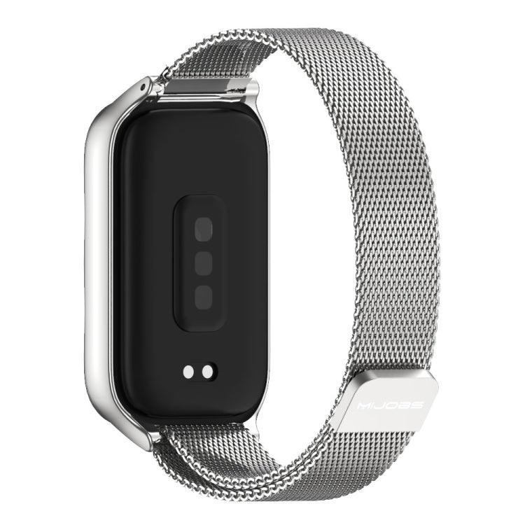 For Xiaomi Smart Band 9 Active / Redmi Band 3 Mijobs Metal Shell Milan Magnetic Watch Band(Silver)