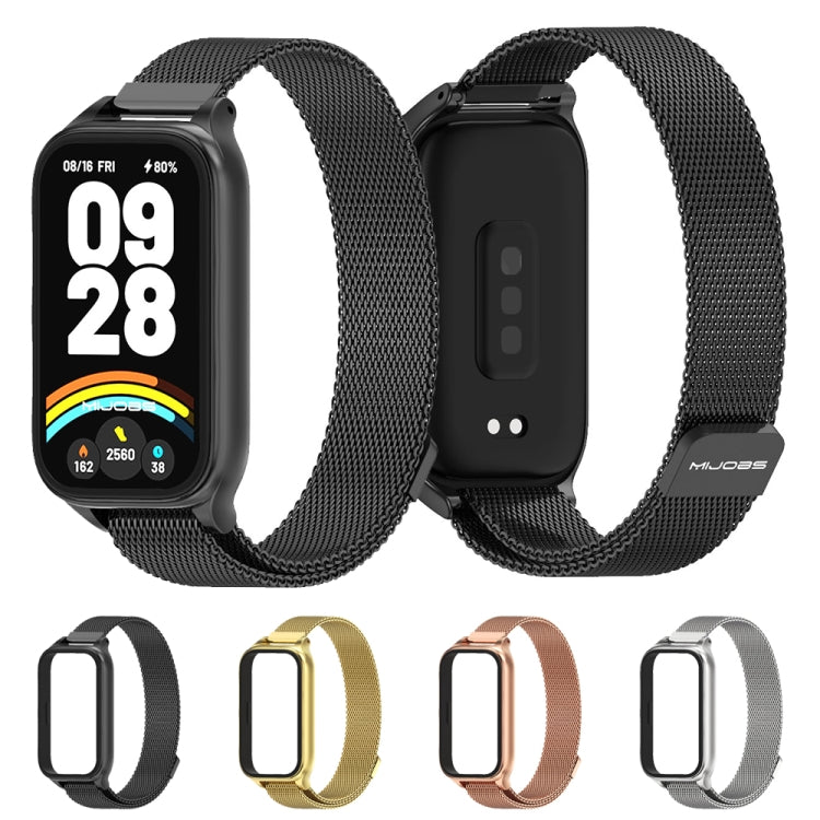 For Xiaomi Smart Band 9 Active / Redmi Band 3 Mijobs Metal Shell Milan Magnetic Watch Band(Rose Gold) - Watch Bands by MIJOBS | Online Shopping South Africa | PMc TechLife | Buy Now Pay Later Mobicred