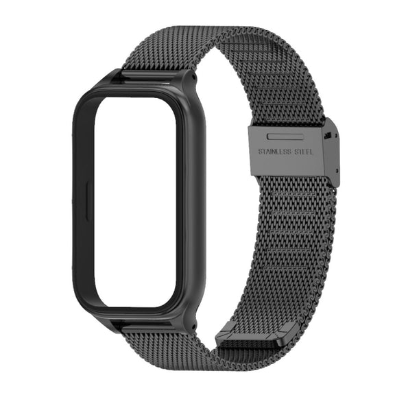 For Xiaomi Smart Band 9 Active / Redmi Band 3 Mijobs Metal Shell Milan Buckle Watch Band(Black)