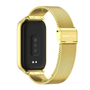 For Xiaomi Smart Band 9 Active / Redmi Band 3 Mijobs Metal Shell Milan Buckle Watch Band(Gold)