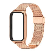 For Xiaomi Smart Band 9 Active / Redmi Band 3 Mijobs Metal Shell Milan Buckle Watch Band(Rose Gold)