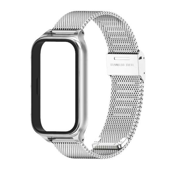 For Xiaomi Smart Band 9 Active / Redmi Band 3 Mijobs Metal Shell Milan Buckle Watch Band(Silver)