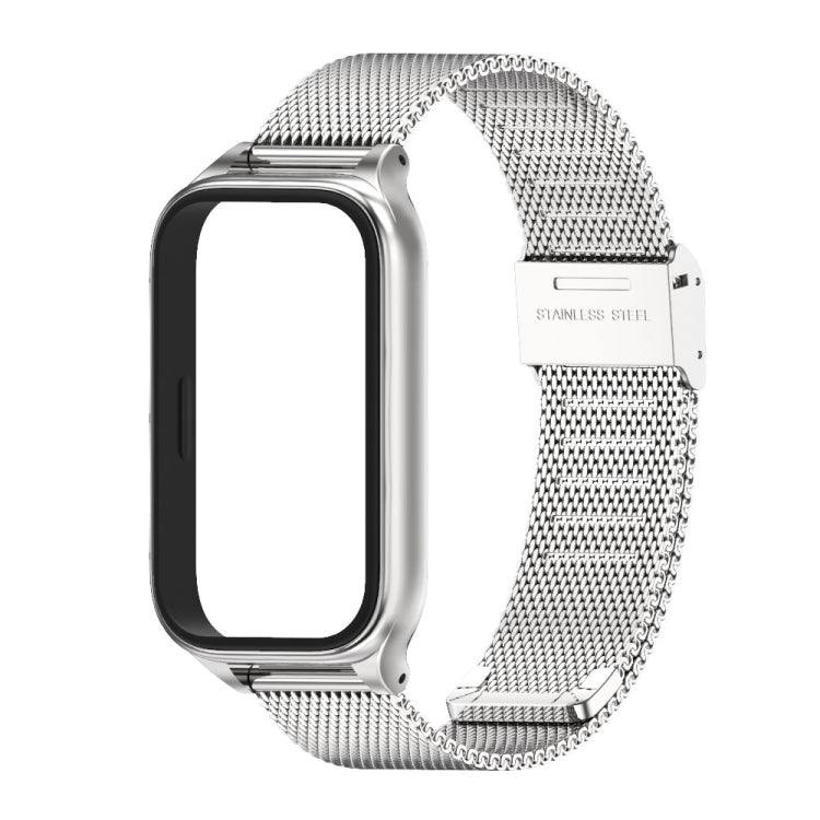 For Xiaomi Smart Band 9 Active / Redmi Band 3 Mijobs Metal Shell Milan Buckle Watch Band(Silver)