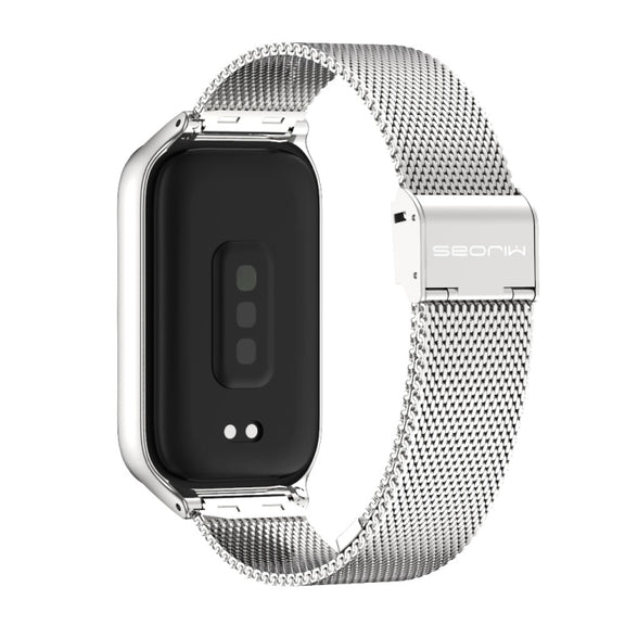For Xiaomi Smart Band 9 Active / Redmi Band 3 Mijobs Metal Shell Milan Buckle Watch Band(Silver)