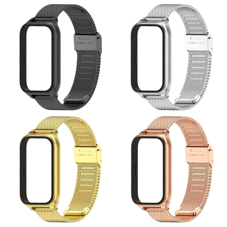 For Xiaomi Smart Band 9 Active / Redmi Band 3 Mijobs Metal Shell Milan Buckle Watch Band(Gold)