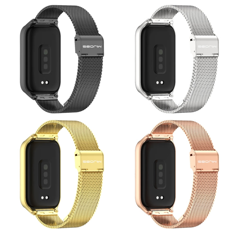 For Xiaomi Smart Band 9 Active / Redmi Band 3 Mijobs Metal Shell Milan Buckle Watch Band(Gold)