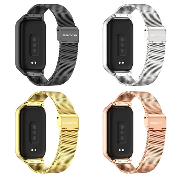 For Xiaomi Smart Band 9 Active / Redmi Band 3 Mijobs Metal Shell Milan Buckle Watch Band(Silver)
