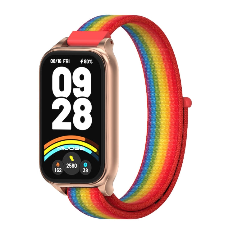 For Xiaomi Smart Band 9 Active / Redmi Band 3 Mijobs Metal Shell Nylon Loop Watch Band(Rainbow Rose Gold) - Watch Bands by MIJOBS | Online Shopping South Africa | PMc TechLife | Buy Now Pay Later Mobicred
