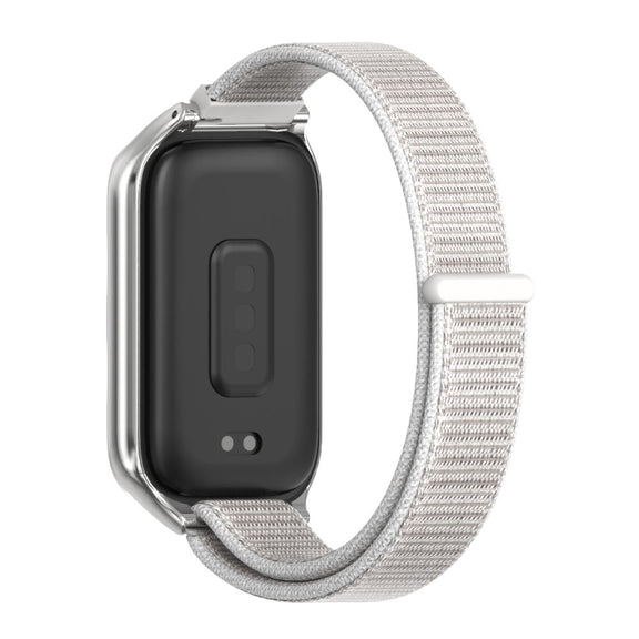 For Xiaomi Smart Band 9 Active / Redmi Band 3 Mijobs Metal Shell Nylon Loop Watch Band(Sea Shell Silver)