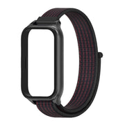 For Xiaomi Smart Band 9 Active / Redmi Band 3 Mijobs Metal Shell Nylon Loop Watch Band(Black Red)