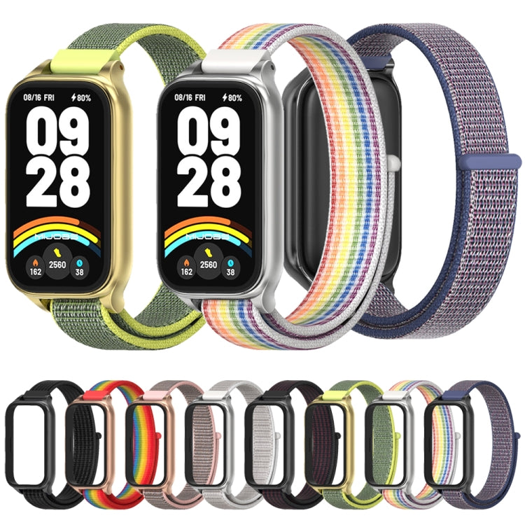 For Xiaomi Smart Band 9 Active / Redmi Band 3 Mijobs Metal Shell Nylon Loop Watch Band(Sea Shell Silver)
