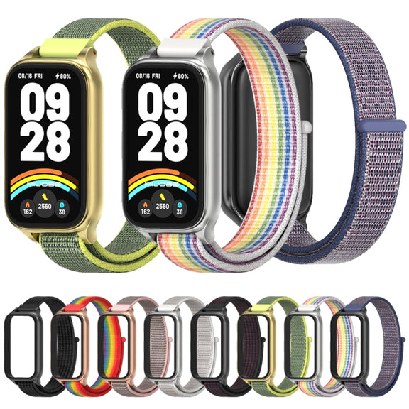 For Xiaomi Smart Band 9 Active / Redmi Band 3 Mijobs Metal Shell Nylon Loop Watch Band(Midnight Blue Black)