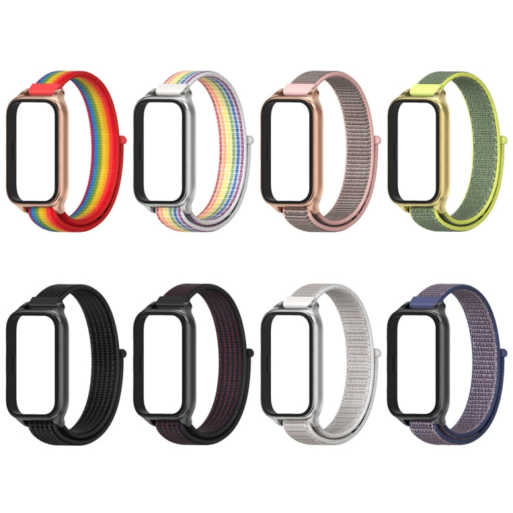 For Xiaomi Smart Band 9 Active / Redmi Band 3 Mijobs Metal Shell Nylon Loop Watch Band(Bright Yellow Gold)