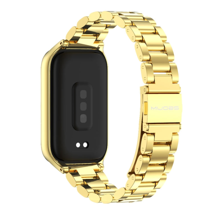 For Xiaomi Smart Band 9 Active / Redmi Band 3 Mijobs Metal Shell Three-Bead Stainless Steel Watch Band(Gold)