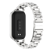 For Xiaomi Smart Band 9 Active / Redmi Band 3 Mijobs Metal Shell Three-Bead Stainless Steel Watch Band(Silver)