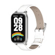 For Xiaomi Smart Band 9 Active / Redmi Band 3 Mijobs Metal Shell Genuine Leather Watch Band(White Silver) - Watch Bands by MIJOBS | Online Shopping South Africa | PMc TechLife | Buy Now Pay Later Mobicred