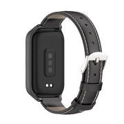 For Xiaomi Smart Band 9 Active / Redmi Band 3 Mijobs Metal Shell Genuine Leather Watch Band(Black)