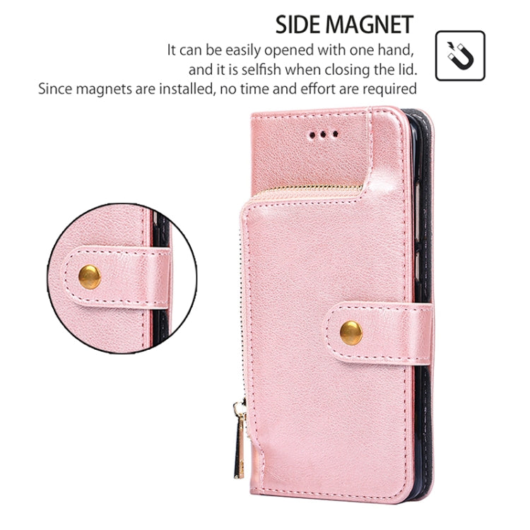 For Samsung Galaxy S25 5G Zipper Bag Leather Phone Case(Rose Gold) - Galaxy S25 5G Cases by PMC Jewellery | Online Shopping South Africa | PMC Jewellery | Buy Now Pay Later Mobicred