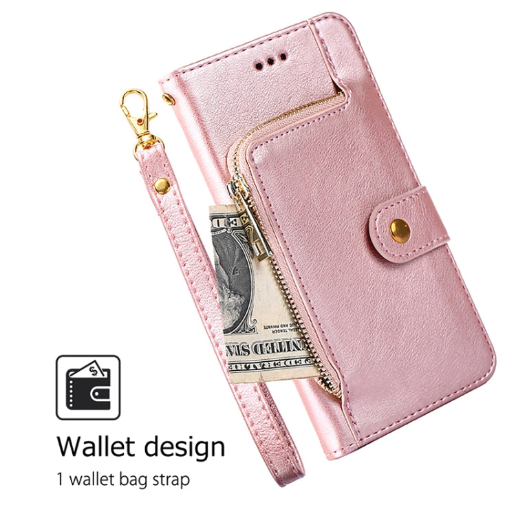 For Samsung Galaxy S25 5G Zipper Bag Leather Phone Case(Rose Gold) - Galaxy S25 5G Cases by PMC Jewellery | Online Shopping South Africa | PMC Jewellery | Buy Now Pay Later Mobicred