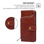 For Samsung Galaxy S25+ 5G Zipper Bag Leather Phone Case(Brown)