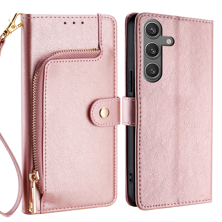For Samsung Galaxy S25+ 5G Zipper Bag Leather Phone Case(Rose Gold) - free shipping - PMC Jewellery - Order now!