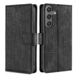 For Samsung Galaxy S25 5G Skin Feel Crocodile Magnetic Clasp Leather Phone Case(Black) - Galaxy S25 5G Cases by PMC Jewellery | Online Shopping South Africa | PMC Jewellery | Buy Now Pay Later Mobicred