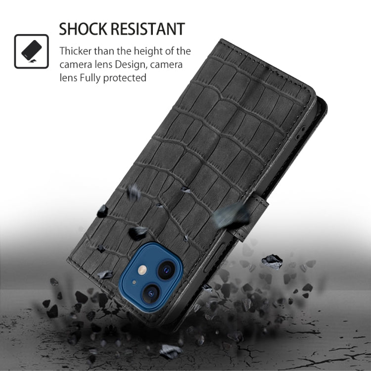 For Samsung Galaxy S25 5G Skin Feel Crocodile Magnetic Clasp Leather Phone Case(Black)
