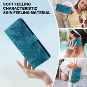 For Samsung Galaxy S25 Ultra 5G Lace Floral Embossed Magnetic Buckle PU Phone Case With Wrist Strap(Green)