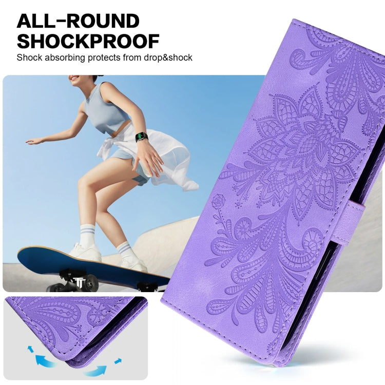 For Samsung Galaxy S25 Ultra 5G Lace Floral Embossed Magnetic Buckle PU Phone Case With Wrist Strap(Purple) - Galaxy S25 Ultra 5G Cases by PMC Jewellery | Online Shopping South Africa | PMC Jewellery | Buy Now Pay Later Mobicred