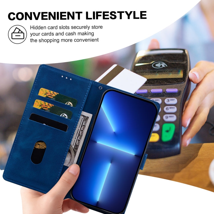 For Samsung Galaxy S25+ 5G Lace Floral Embossed Magnetic Buckle PU Phone Case With Wrist Strap(Blue) - Galaxy S25+ 5G Cases by PMC Jewellery | Online Shopping South Africa | PMC Jewellery | Buy Now Pay Later Mobicred