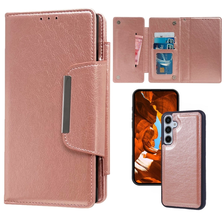 For Samsung Galaxy S25+ 5G Multifunctional 7-Card Wallet Leather Phone Case(Rose Gold) - Galaxy S25+ 5G Cases by PMC Jewellery | Online Shopping South Africa | PMC Jewellery | Buy Now Pay Later Mobicred