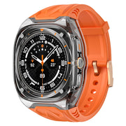 For Samsung Galaxy Watch Ultra 47mm / Ultra 2025 Modified PC Hybrid TPU Watch Case Band(Orange Clear Black)